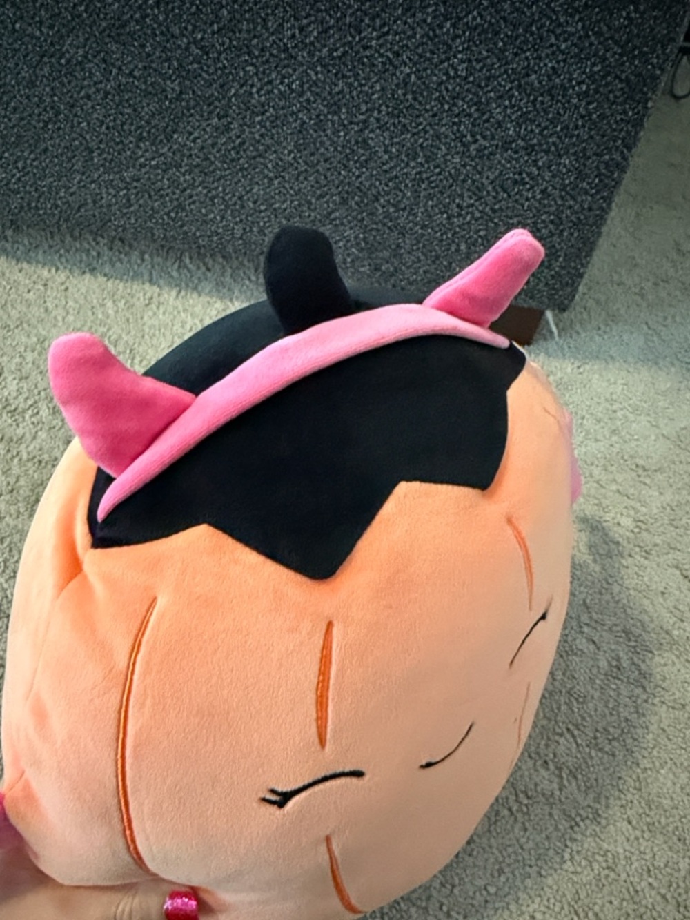 Squishmallows Margie the Pastel Orange Pumpkin in a pink devil costume - Picture 3 of 6